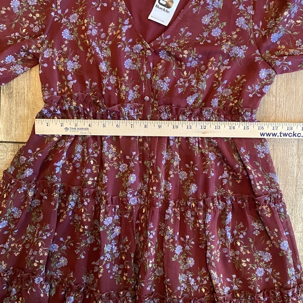 Inspired Hearts Floral Tiered Babydoll Dress Floral Long Sleeve Dress 🆕 - Picture 9 of 13